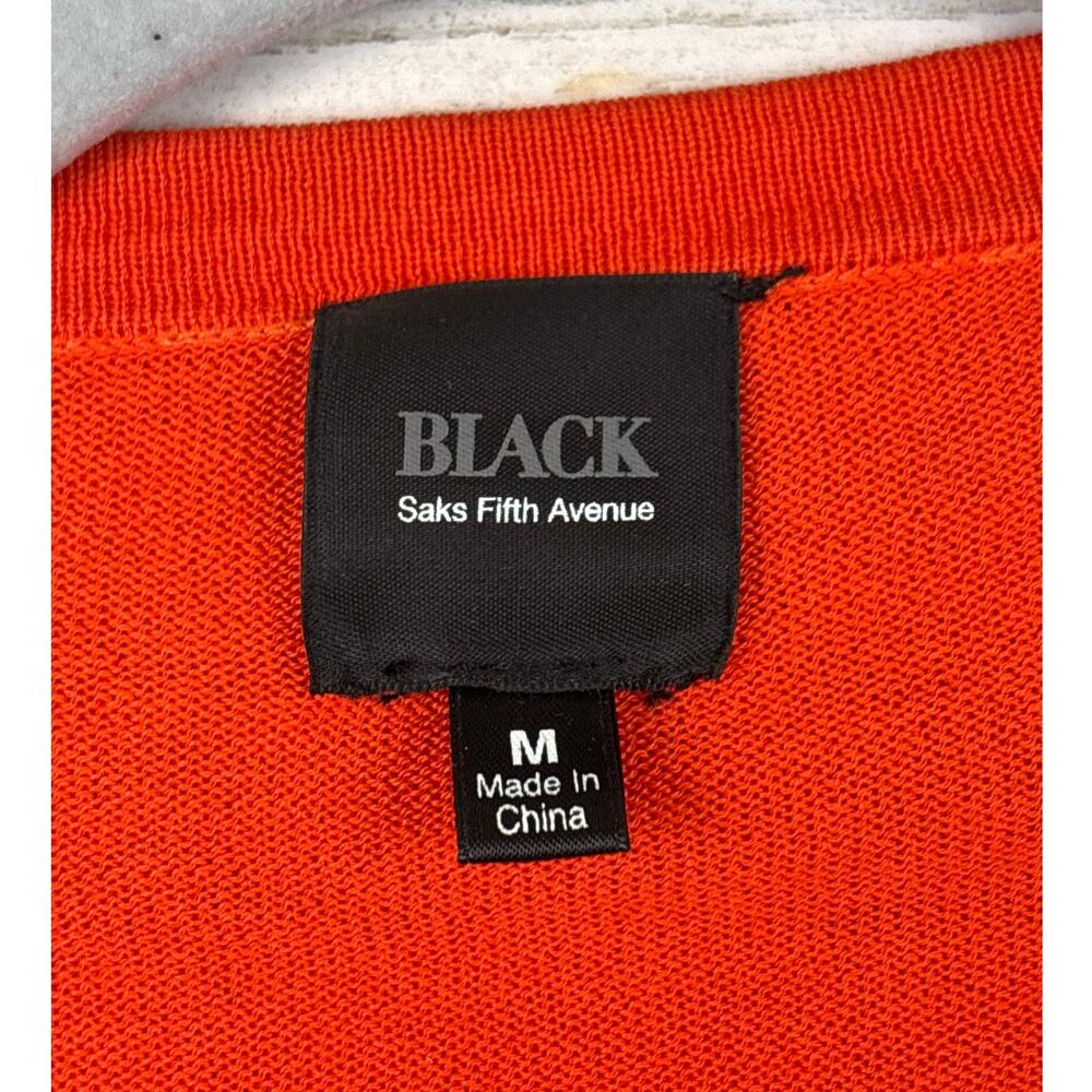 Saks Fifth Avenue Black Womens M Orange Silk Blend Lightweight Cardigan Sweater - Picture 3 of 5